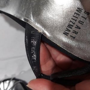 Stuart Weitzman Shoes Rhinestone Black Strappy Stilettos Size10M Used Excellent